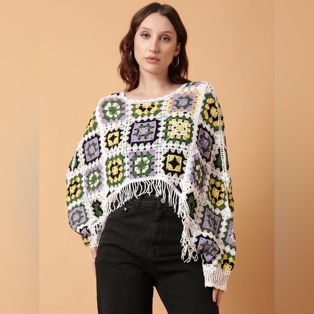 Goodnight Macaroon Crochet Hallow Cropped Sweater